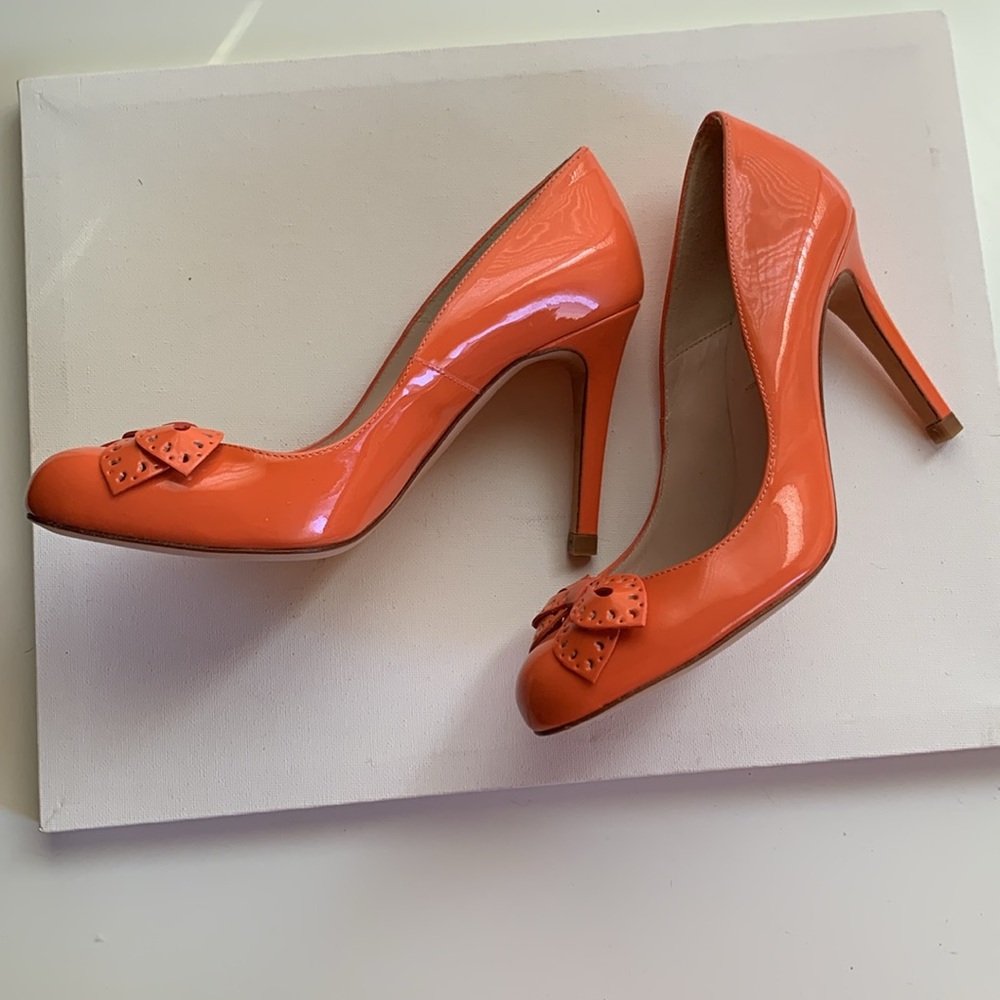 Tangerine Orange L.K. Bennett Patent Leather Pumps NEW